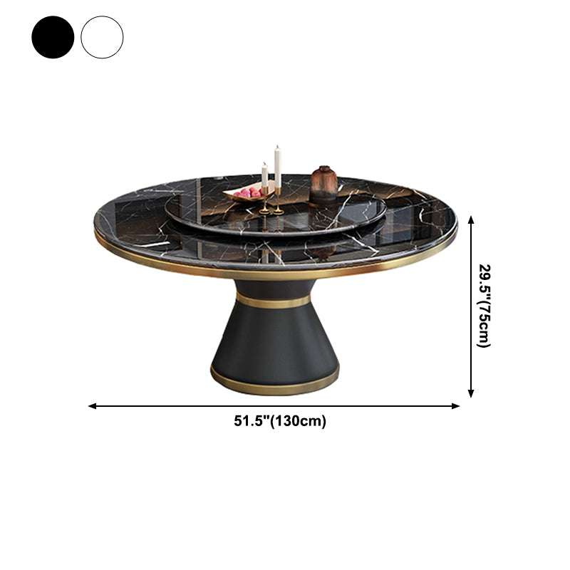 Marble Dining Table Luxury Style Single Pedestal Base Table for Dining Room