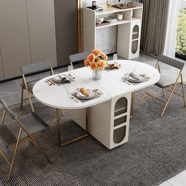 Mesa de comedor de piedra sinterizada moderna mesa de comedor ovalado de 59 "para uso en el hogar