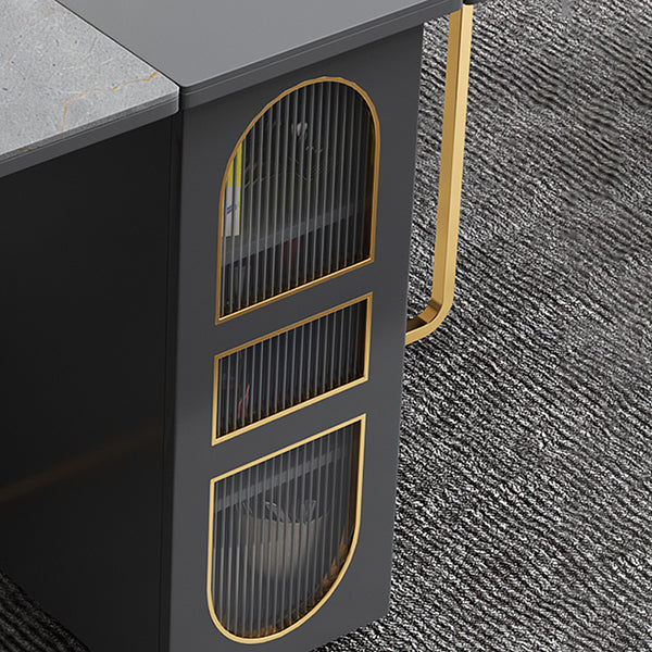 Mesa de comedor de piedra sinterizada moderna mesa de comedor ovalado de 59 "para uso en el hogar