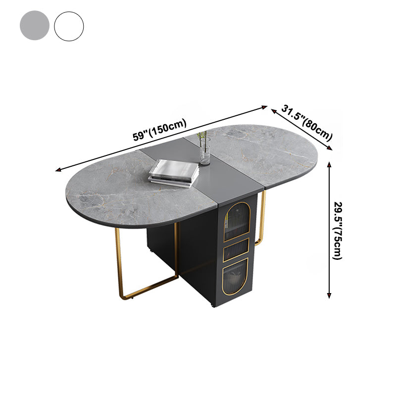 Mesa de comedor de piedra sinterizada moderna mesa de comedor ovalado de 59 "para uso en el hogar