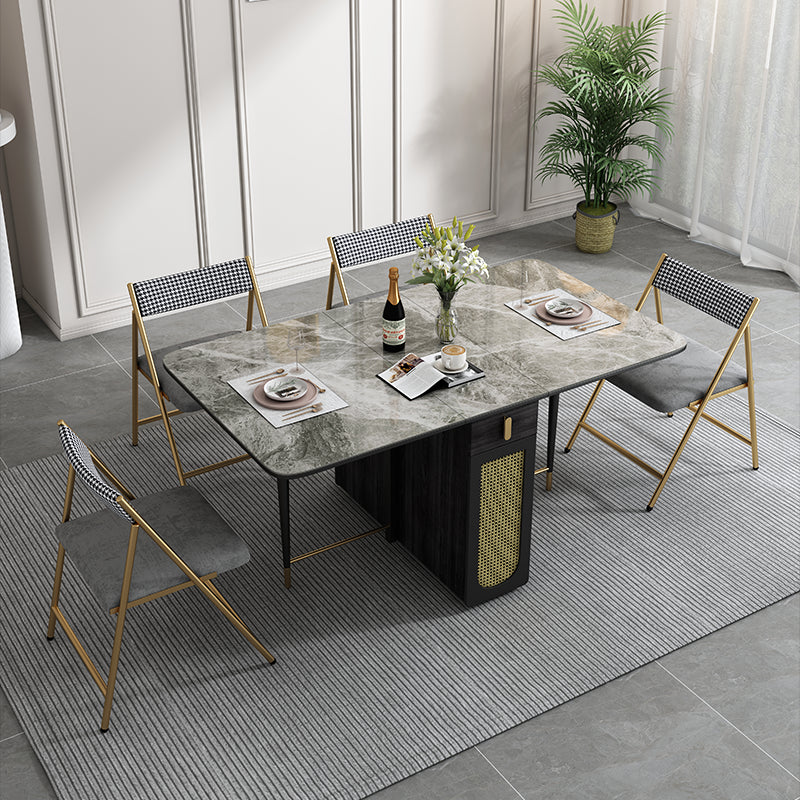 59 '' Mesa de comedor de piedra sinterizada mesa rectángula plegable con base de caballete
