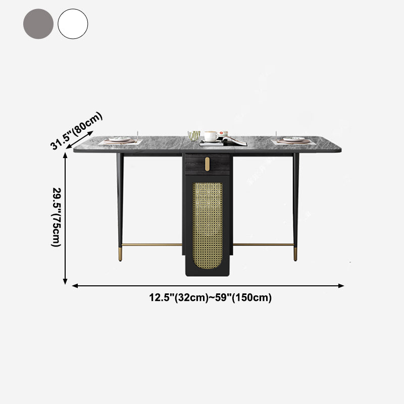 59 '' Mesa de comedor de piedra sinterizada mesa rectángula plegable con base de caballete