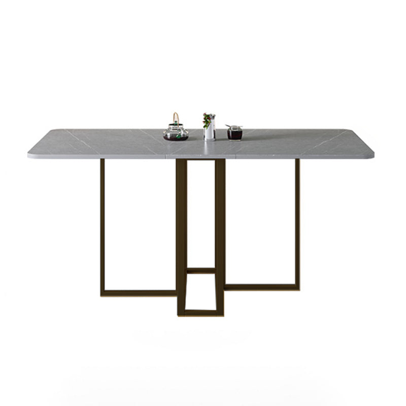 Moderne grijze eettafel gesinterde stenen drop-blad 59 "eettafel voor thuisgebruik
