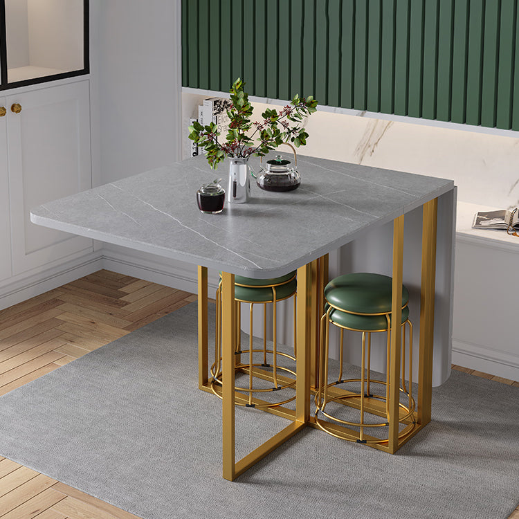 Moderne grijze eettafel gesinterde stenen drop-blad 59 "eettafel voor thuisgebruik