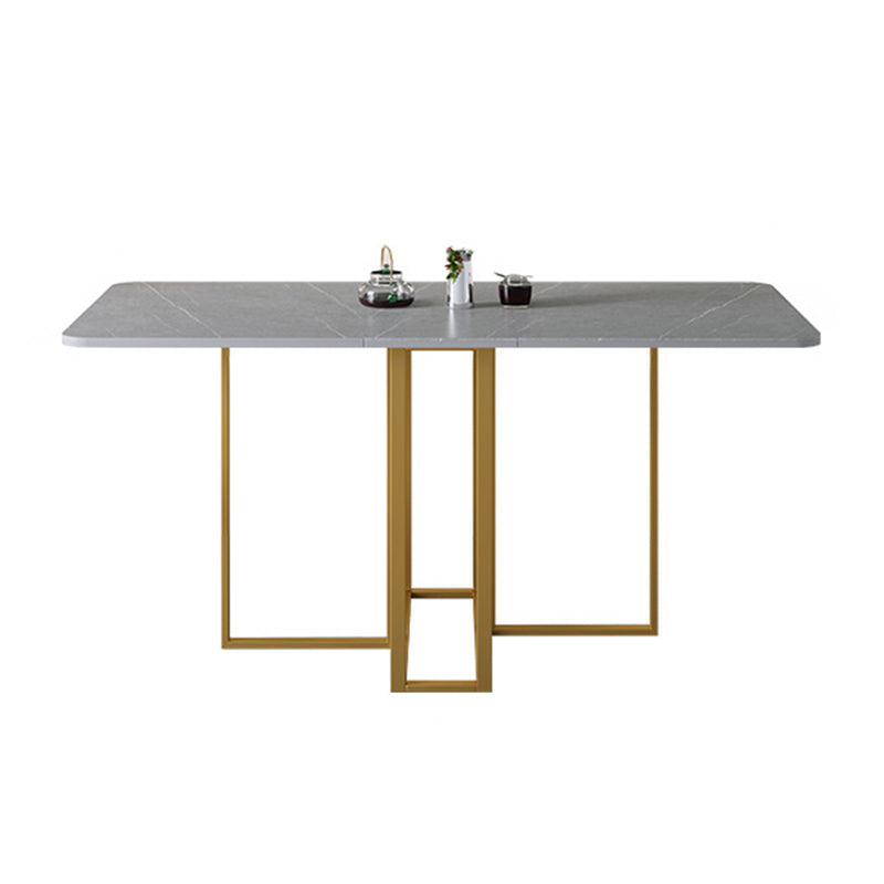 Moderne grijze eettafel gesinterde stenen drop-blad 59 "eettafel voor thuisgebruik