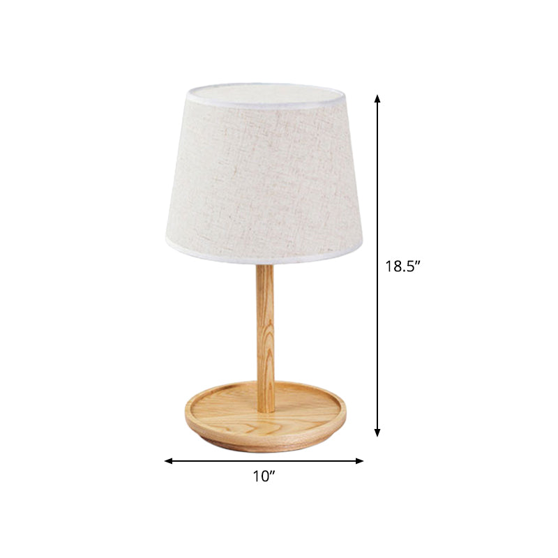 Vat taaklamp modernistische stof 1 lamp wit tafellicht, ronde beige houten basis