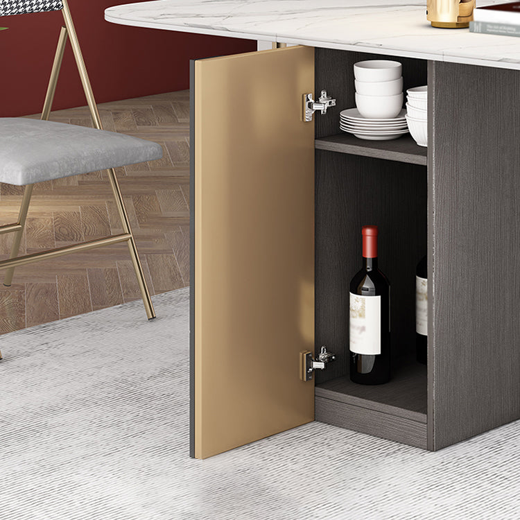 Mesa de comedor rectangular moderna de piedra sinterizada de cabello de 63 "con marco de oro