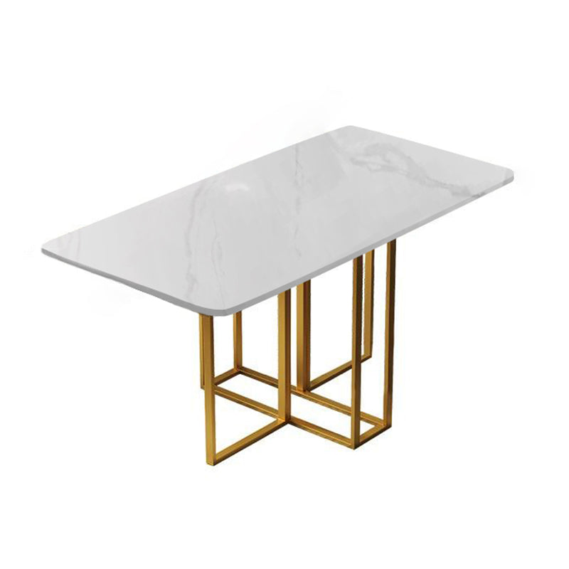 59'' Foldable Sintered Stone Top Kitchen Table Modern Rectangle Table with Trestle Base
