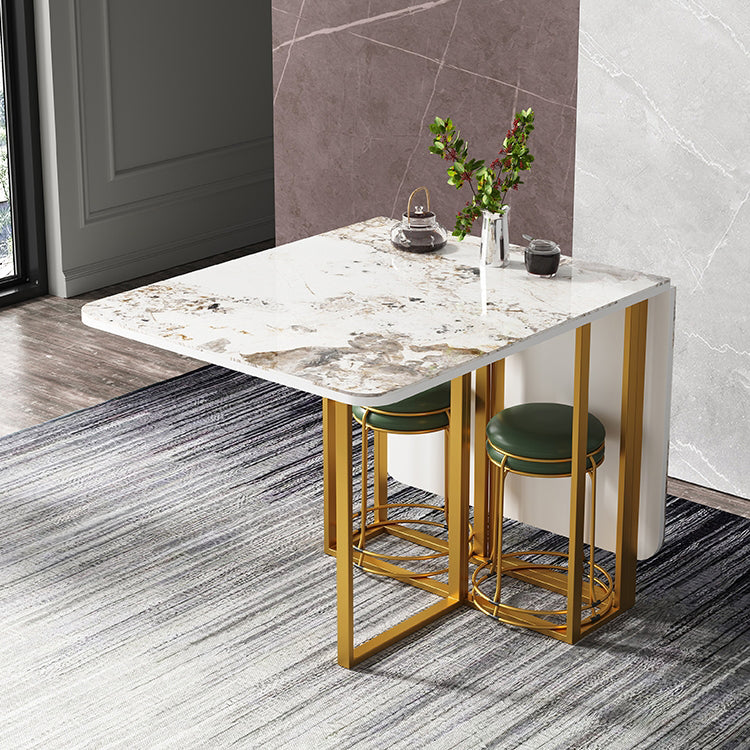 59'' Foldable Sintered Stone Top Kitchen Table Modern Rectangle Table with Trestle Base