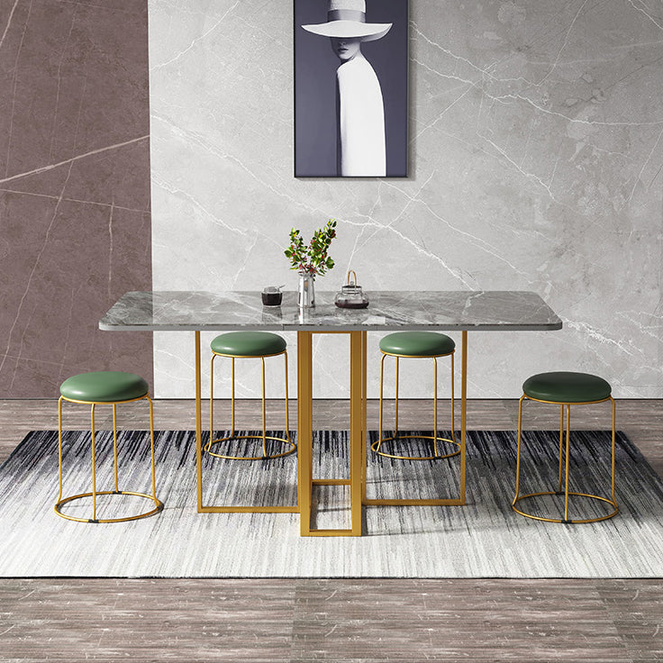 59'' Foldable Sintered Stone Top Kitchen Table Modern Rectangle Table with Trestle Base