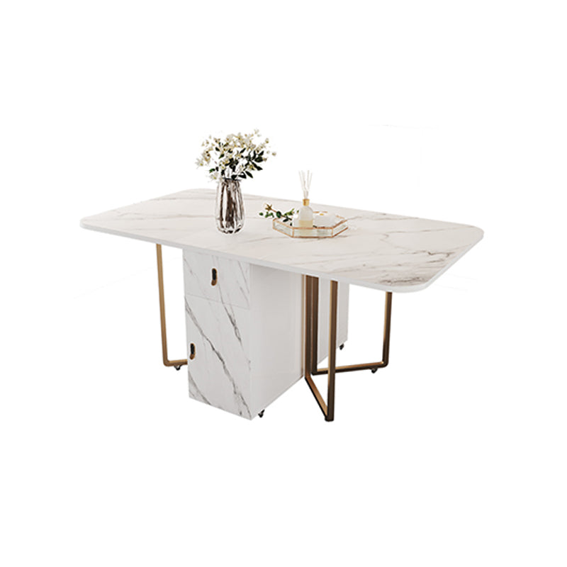 Moderne stijl rechthoek eettafel gesinterde stenen drop-blad eettafel