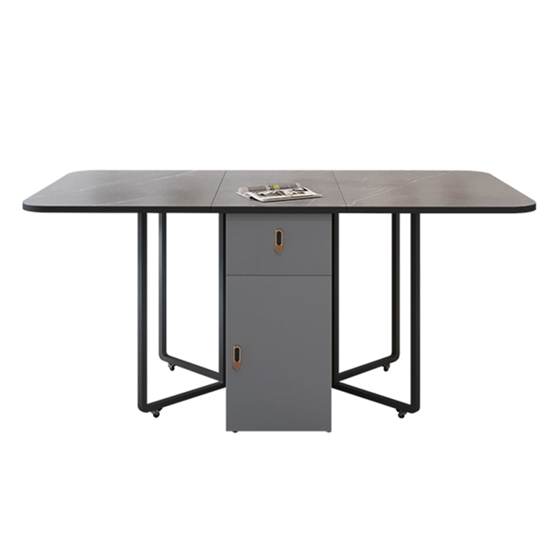 Moderne stijl rechthoek eettafel gesinterde stenen drop-blad eettafel