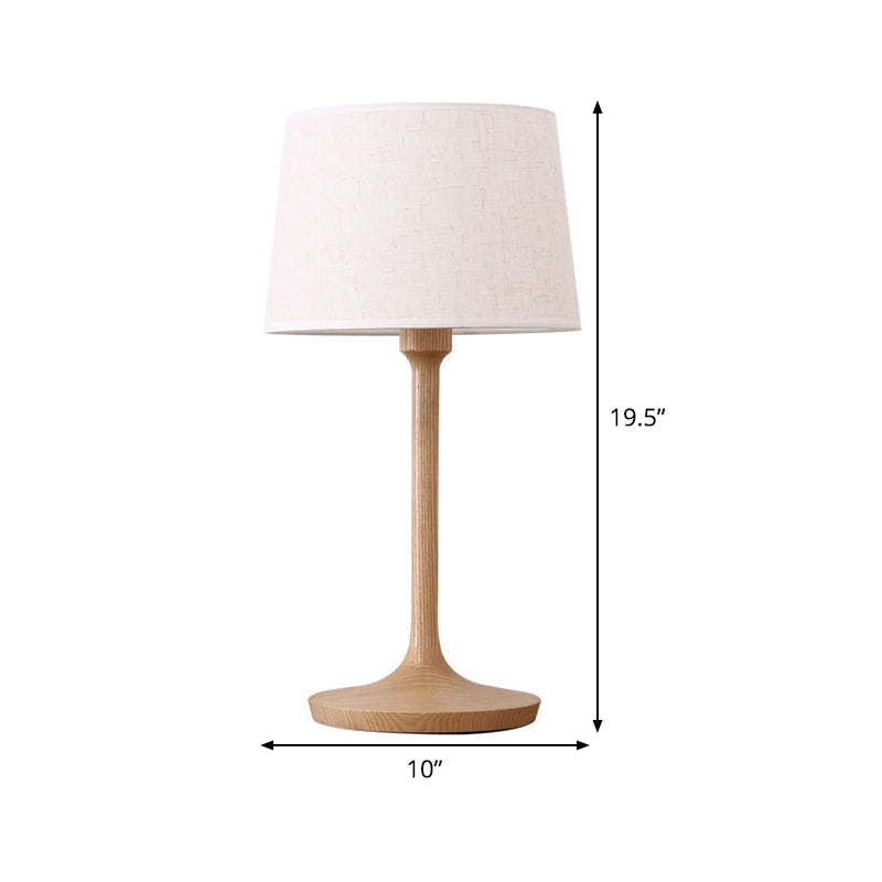 Lampe de table de chevet à tambour conique tissu contemporain 1 ampoule lampe de lecture en blanc