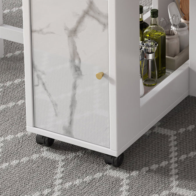 Modern White Dining Table Sintered Stone Drop-Leaf Dining Table for Home Use