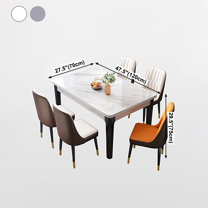 Mesa de comedor de piedra sinterizada de mediados de siglo, mesa rectangular con base de 4 patas para el hogar