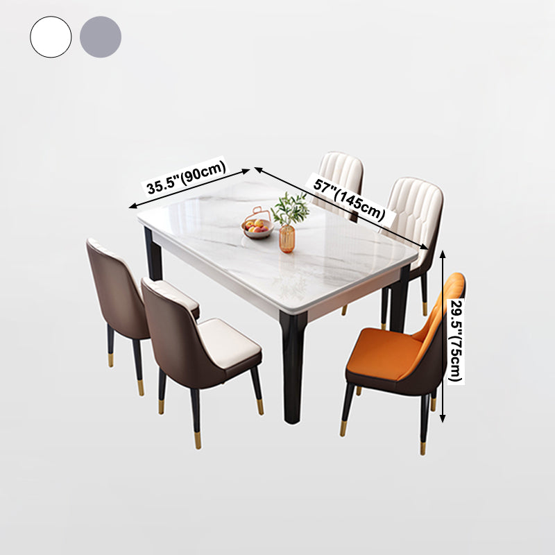 Mesa de comedor de piedra sinterizada de mediados de siglo, mesa rectangular con base de 4 patas para el hogar