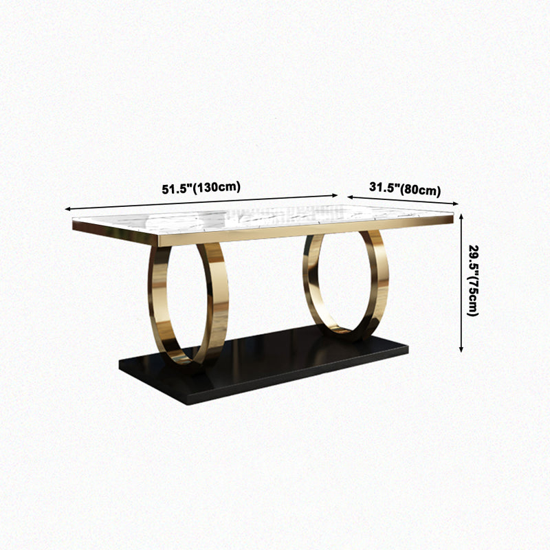 Mesa de comedor de mármol de estilo de lujo, mesa rectangular con base de caballete para el hogar