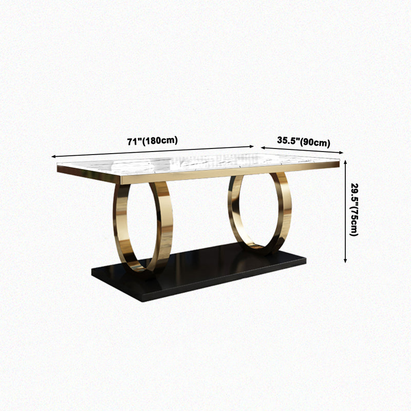 Mesa de comedor de mármol de estilo de lujo, mesa rectangular con base de caballete para el hogar