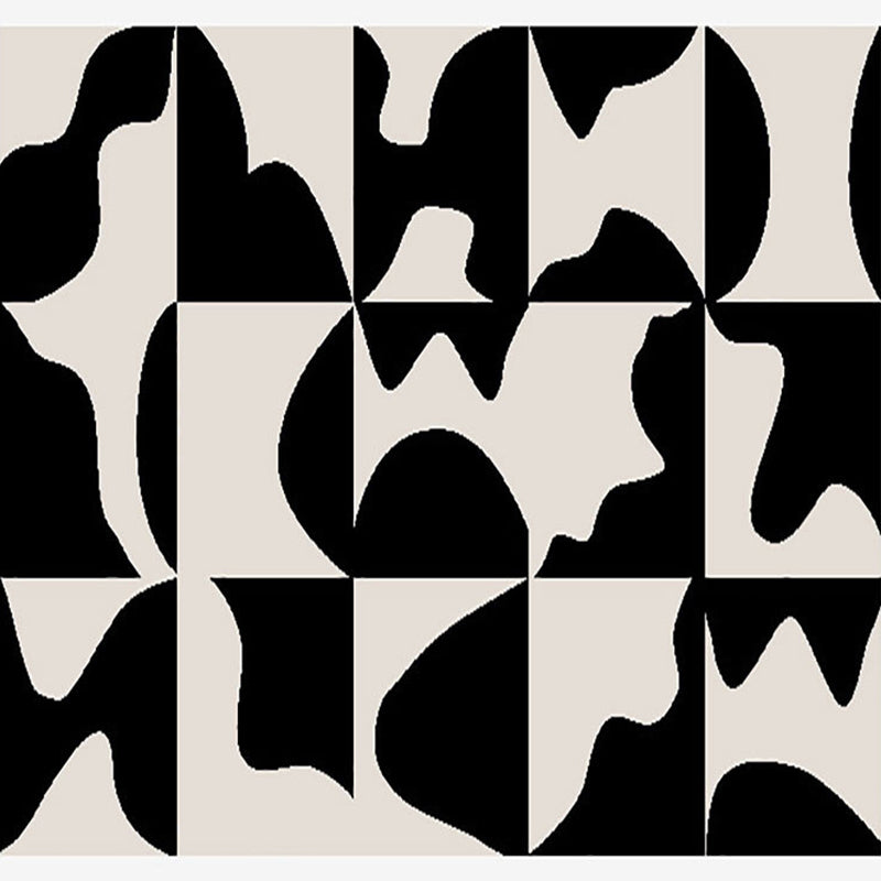 Zwart Modern Area Tapijt Geometrisch patroon Polyester Area Tapijt Non-slip achterste tapijt voor thuisdecoratie