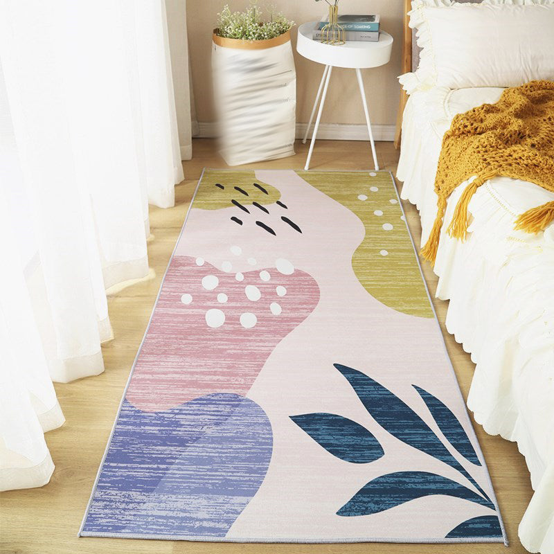 Lichtroze minimalistisch tapijten Polyester grafisch vloerkleed niet-slip achterste tapijt voor woningdecoratie
