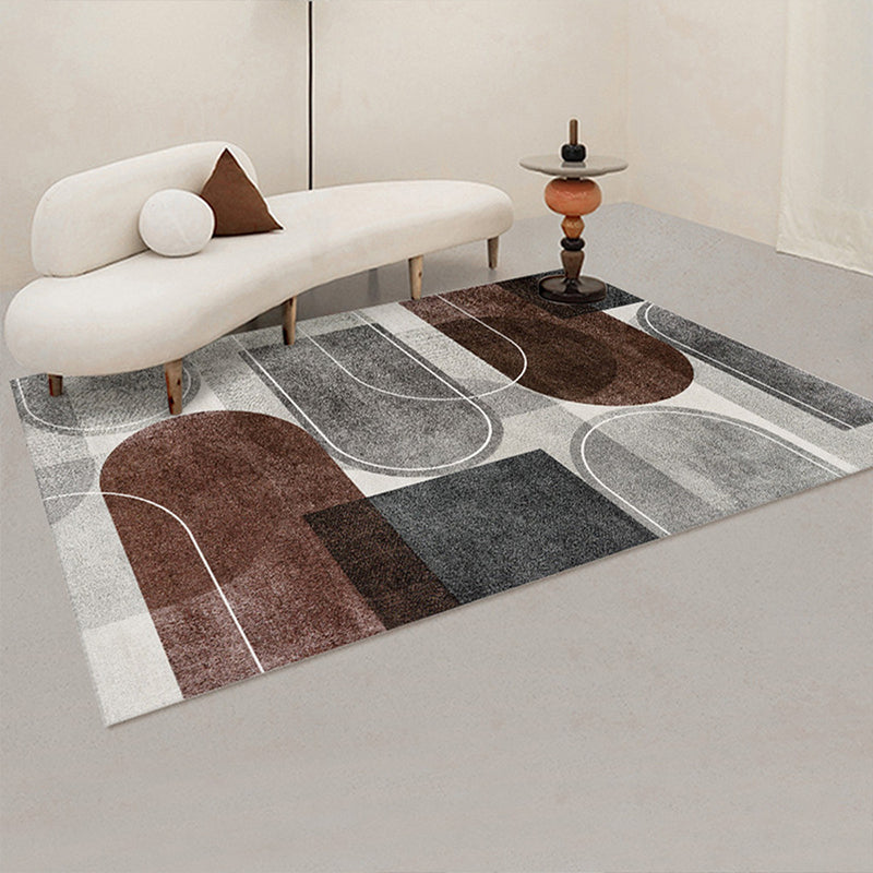 Modern gebied tapijt funky bruin tapijt woonkamer wasbaar polyester tapijt met niet-slip rug