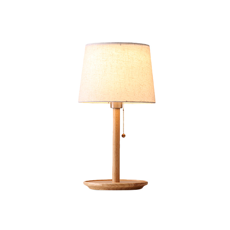 1 tête de table conique légère tissu moderniste petite lampe de bureau en brun rouge / bois avec chaîne de traction