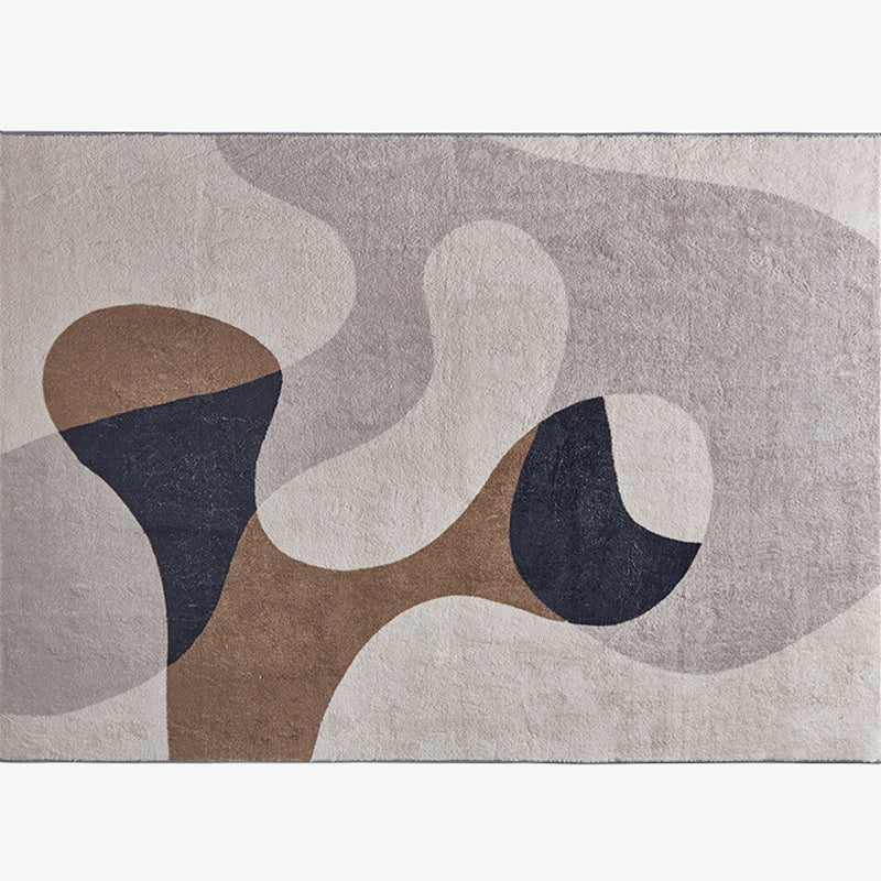Beige abstract curve tapijt polyester modern tapijt waswastisch tapijt voor woonkamer