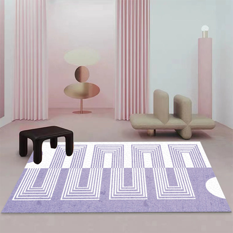 Paarse moderne tapijtstreeppatroon polyester gebied tapijt niet-slip achterste tapijt voor woonkamer