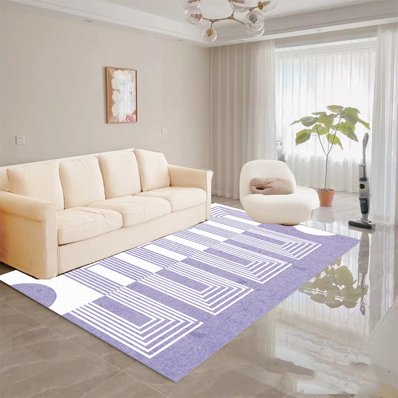 Paarse moderne tapijtstreeppatroon polyester gebied tapijt niet-slip achterste tapijt voor woonkamer