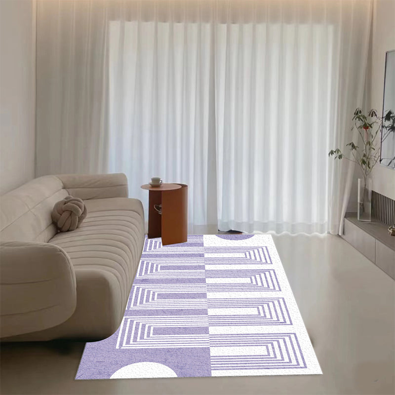 Paarse moderne tapijtstreeppatroon polyester gebied tapijt niet-slip achterste tapijt voor woonkamer