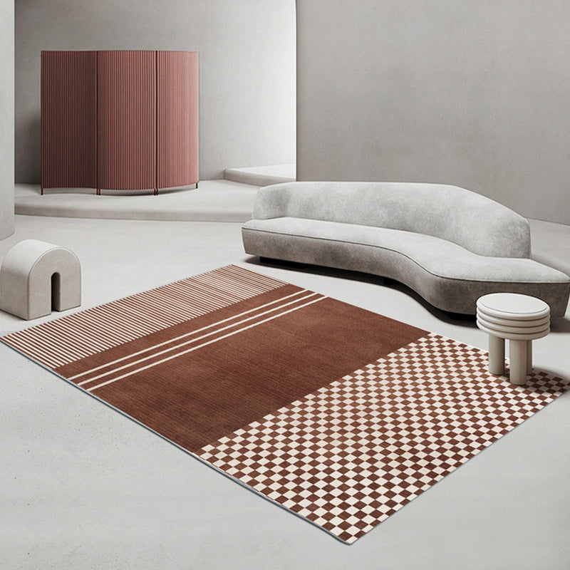 Donkerbruine vloerkleed polyester lijngebied Tapijt niet-slip achterste tapijt voor woningdecoratie