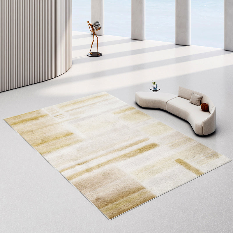 Modern Drawing Room Area Rug Khaki Polyester Area Carpet Non-Slip Backing Area Rug