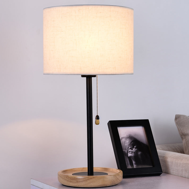 Modernistische cilindertaak Lichte stof 1 lampleislamp in zwart/vlas met trekketting