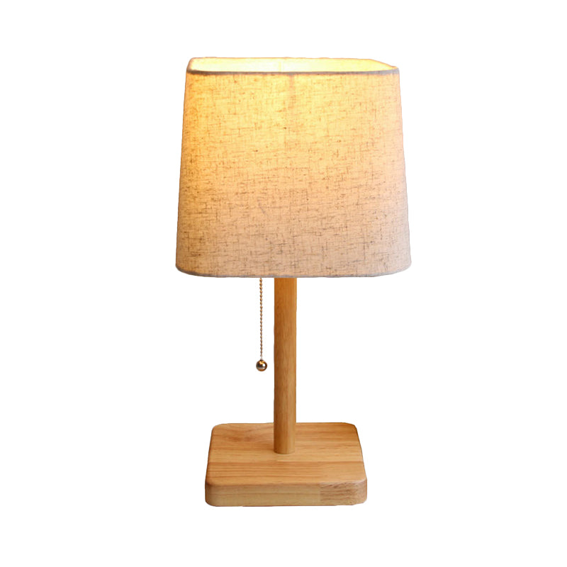 Zeitgenössische 1 Glühbirnenschischtisch -Lampe Holz Trapez Lesebuch Licht mit Stofftatten