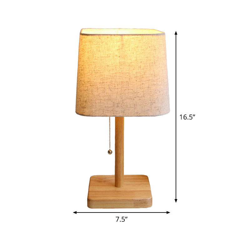 Zeitgenössische 1 Glühbirnenschischtisch -Lampe Holz Trapez Lesebuch Licht mit Stofftatten