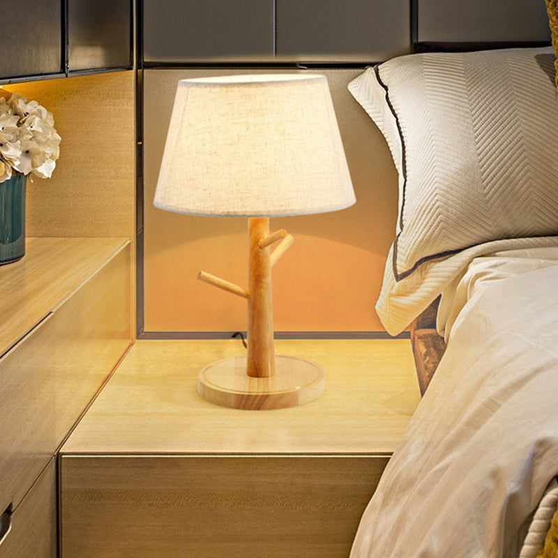 1 Kopf verjüngter Trommel Nachttisch Lampe zeitgenössische Stoff Lesebuch Licht in Holz