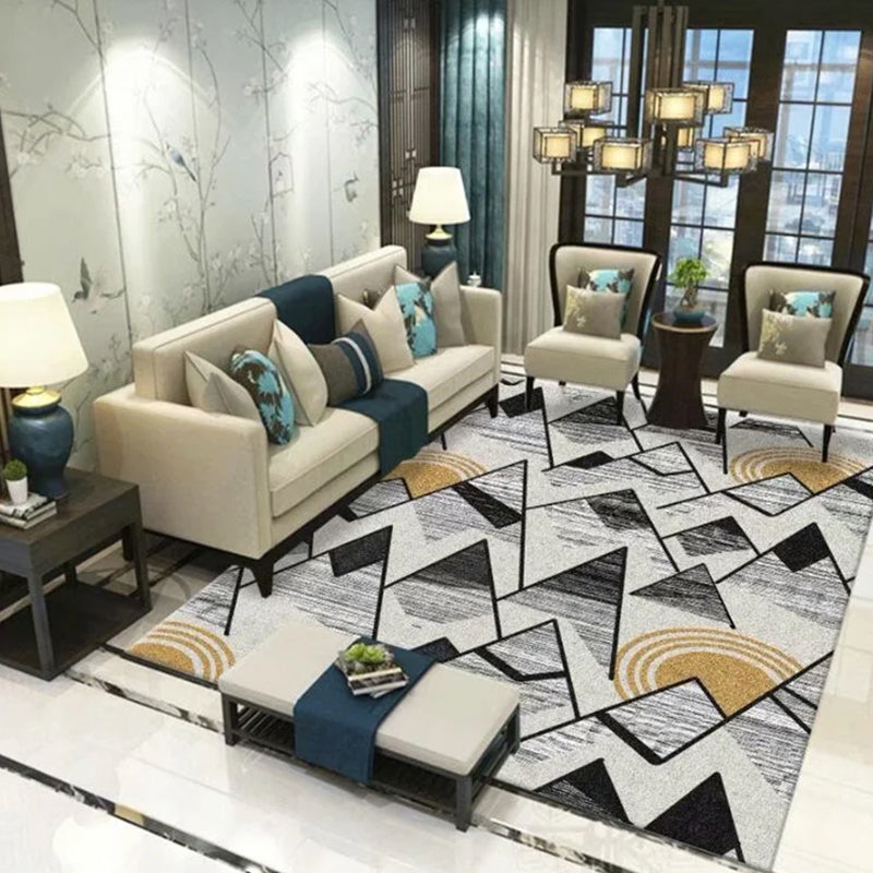 Ashen Modern Rug Polyester Grafisch Tapijten Niet-slip achtersteundiks voor thuisdecoratie