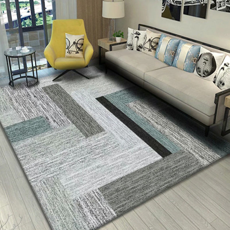 Ashen Modern Rug Polyester Grafisch Tapijten Niet-slip achtersteundiks voor thuisdecoratie