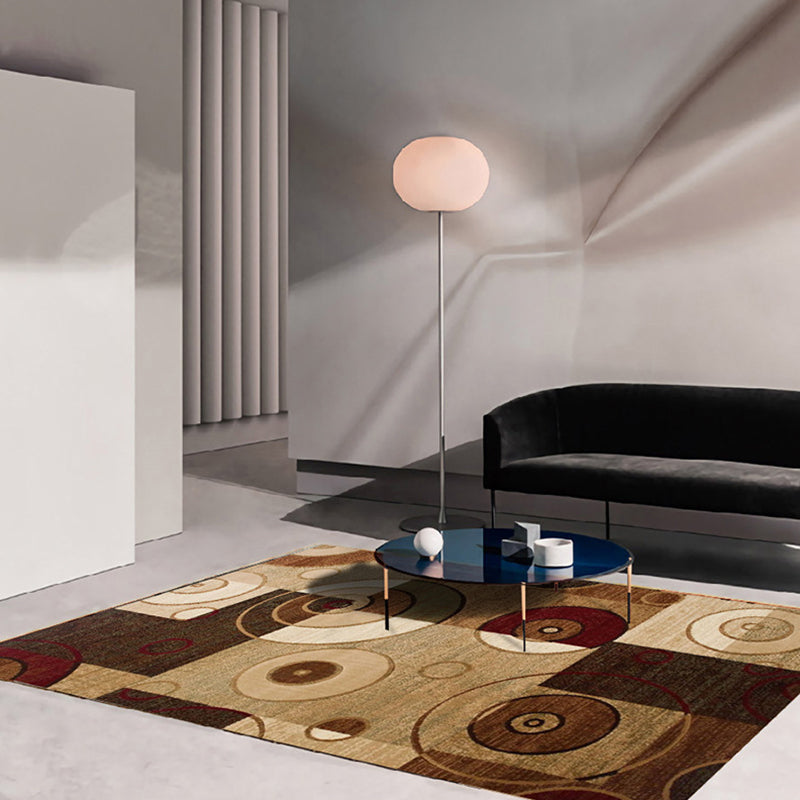 Donkerbruine modern tapijt polyster grafisch vloerkleurbestendig vloerkleed voor woonkamer