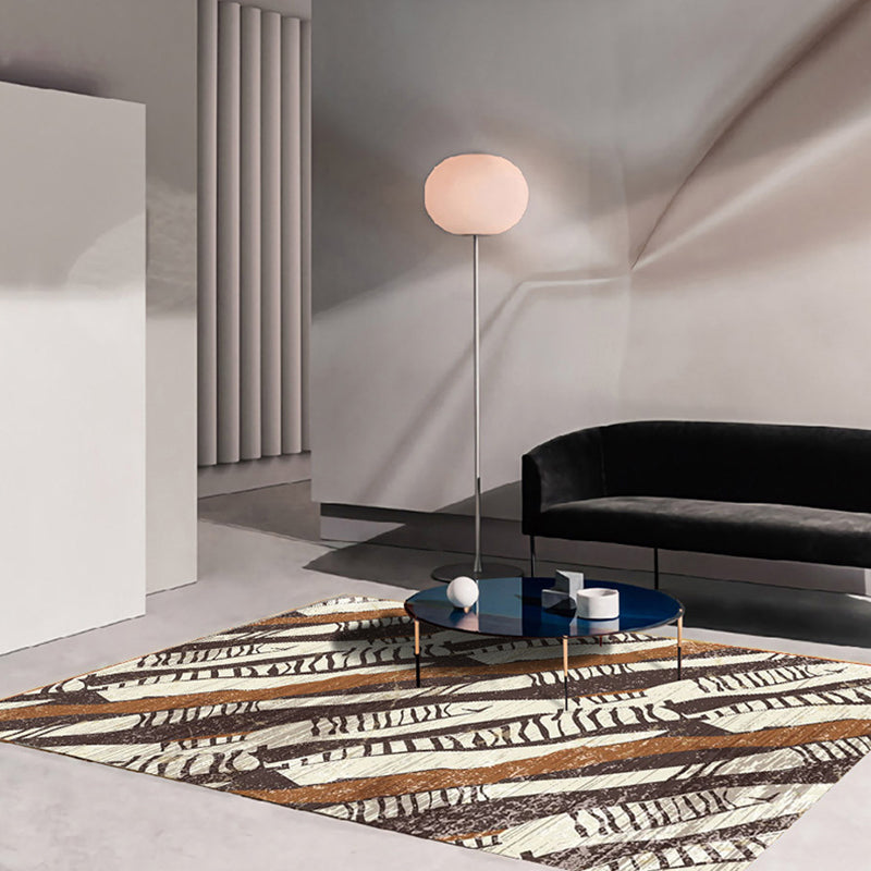 Donkerbruine modern tapijt polyster grafisch vloerkleurbestendig vloerkleed voor woonkamer