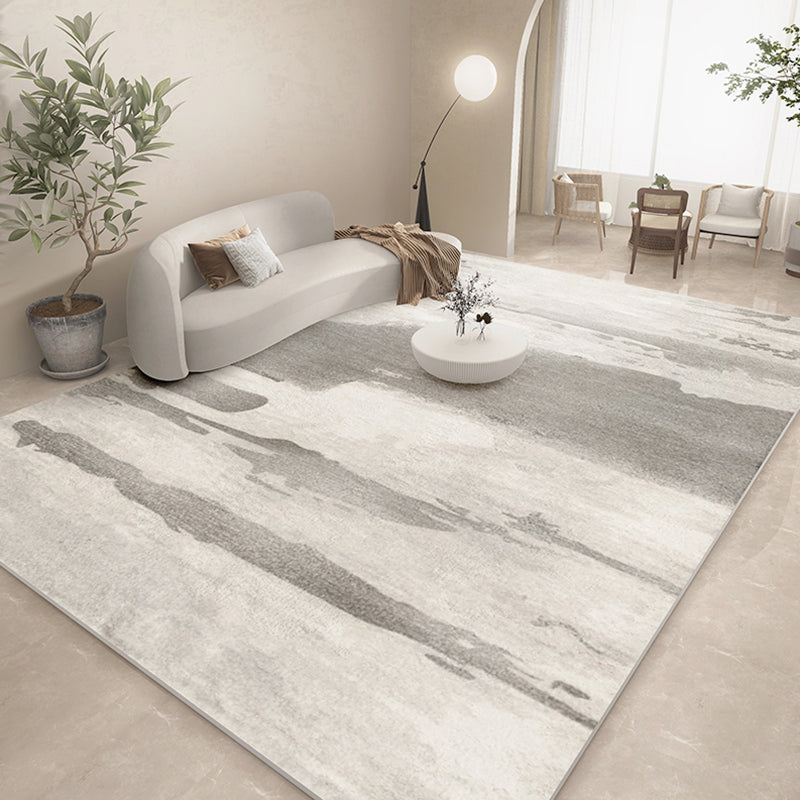 Blue Modern Rug Abstract Print Polyester Area Rug Stain Resistant Area Carpet for Home Decor