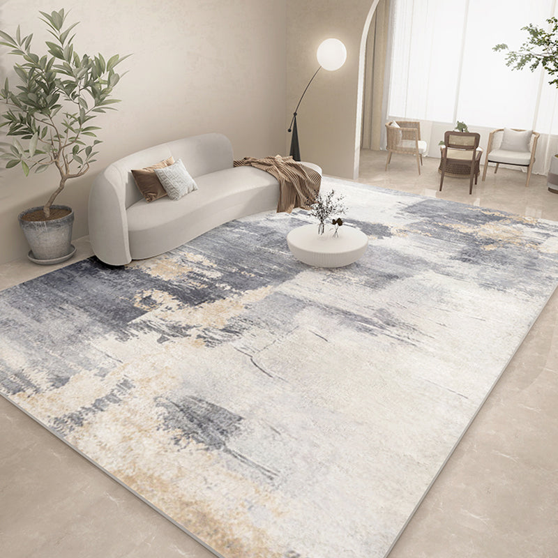 Blue Modern Rug Abstract Print Polyester Area Rug Stain Resistant Area Carpet for Home Decor