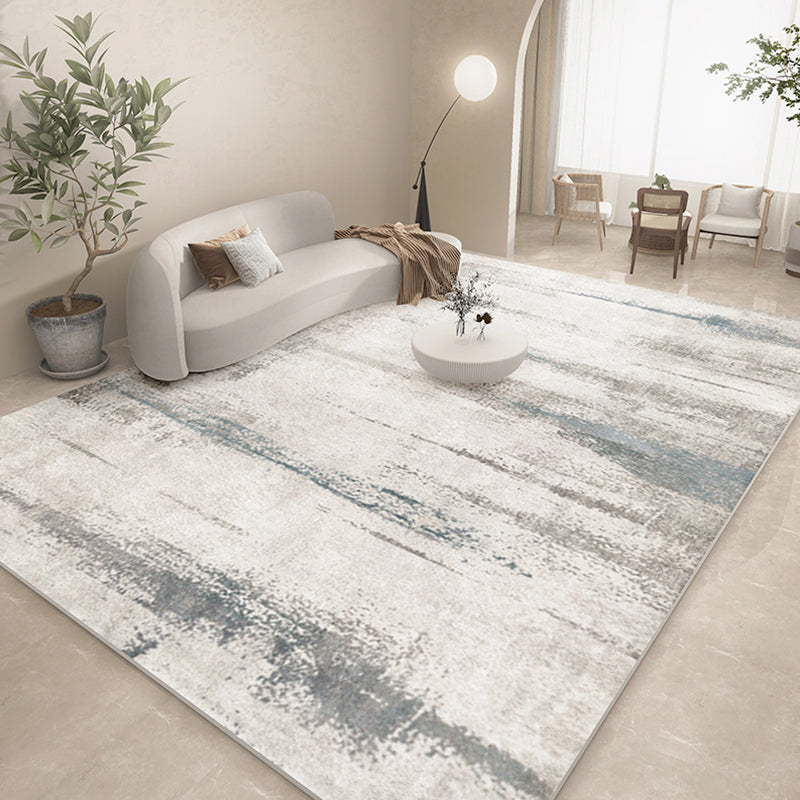 Blue Modern Rug Abstract Print Polyester Area Rug Stain Resistant Area Carpet for Home Decor