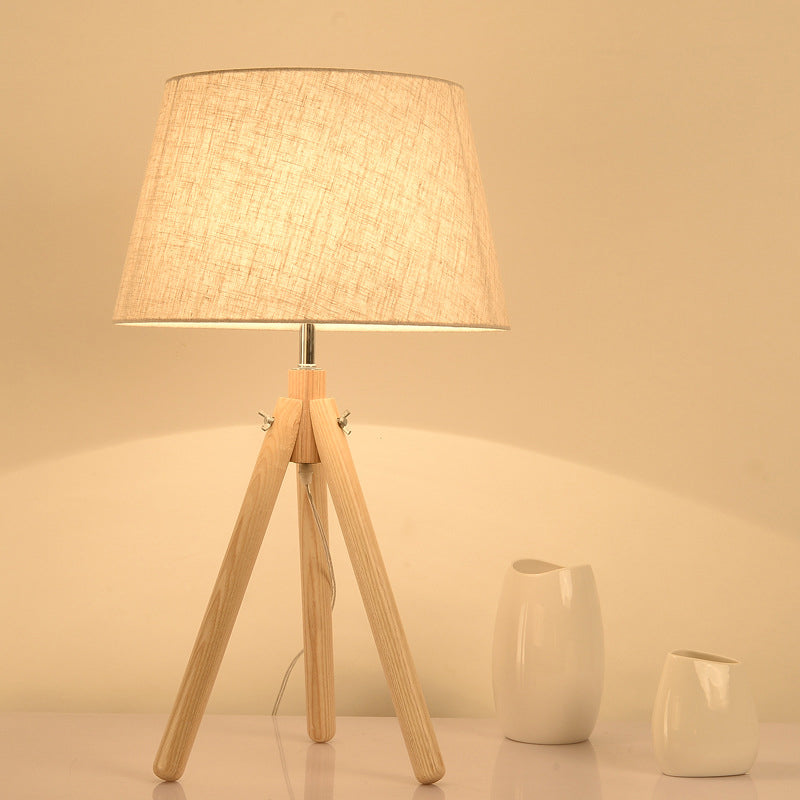 Lámpara de escritorio de comedor de 1 cabezal con luz de mesa moderna de gris/blanco/lino con tono de tela de bengala ancho