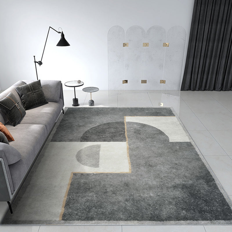 Modern Living Room Rug Abstract Pattern Carpet Polyester Area Rug with Non-Slip Backing