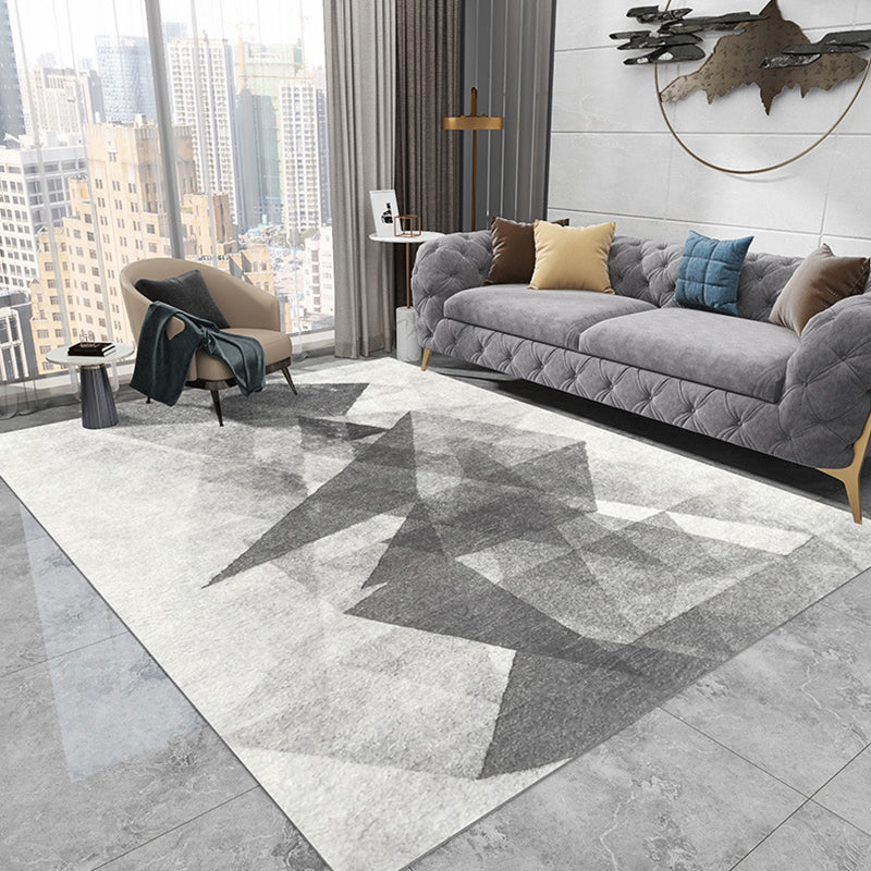 Modern Living Room Rug Abstract Pattern Carpet Polyester Area Rug with Non-Slip Backing