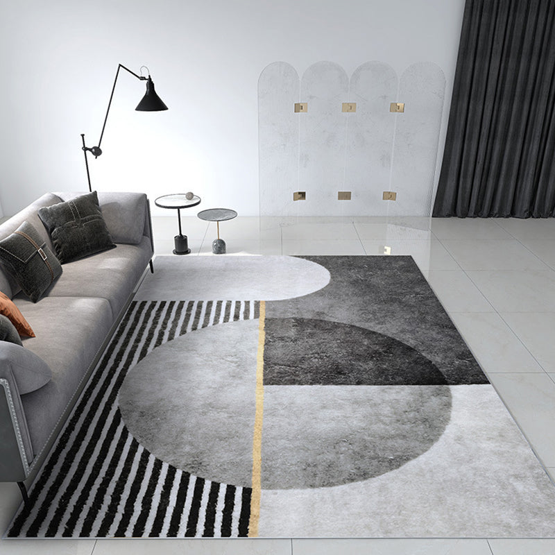 Modern Living Room Rug Abstract Pattern Carpet Polyester Area Rug with Non-Slip Backing