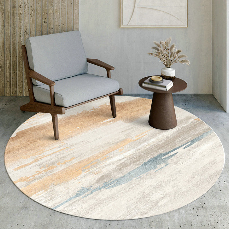 Modern Living Room Area Rug Abstract Pattern Polyester Area Carpet Non-Slip Backing Rug