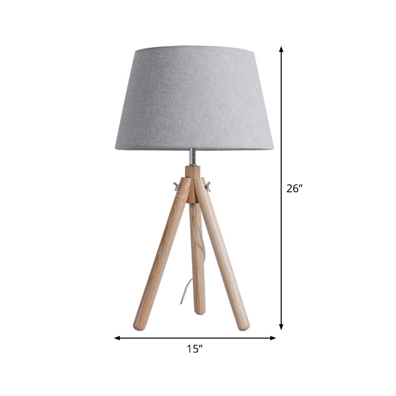 Lámpara de escritorio de comedor de 1 cabezal con luz de mesa moderna de gris/blanco/lino con tono de tela de bengala ancho
