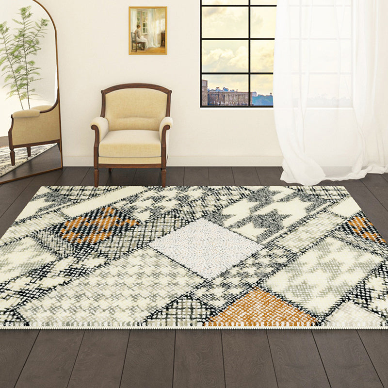 Geel modern tapijt abstract patroon polyester gebied tapijt antislip wasbaar tapijt voor woningdecoratie